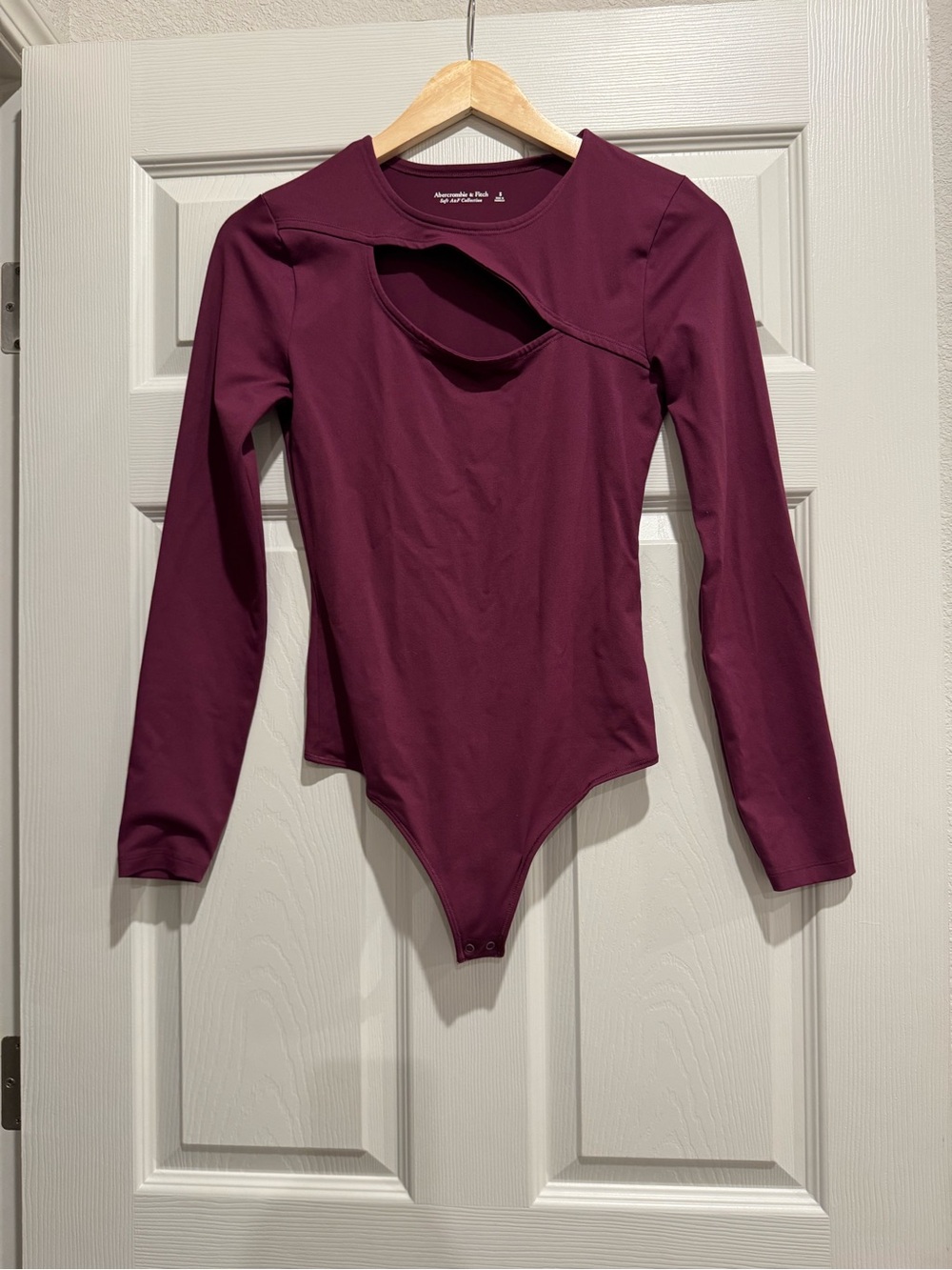 Abercrombie & Fitch Long-Sleeve Cutout Bodysuit in Plum